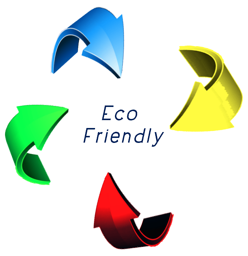 Eco Friendly title and Blue Arrow