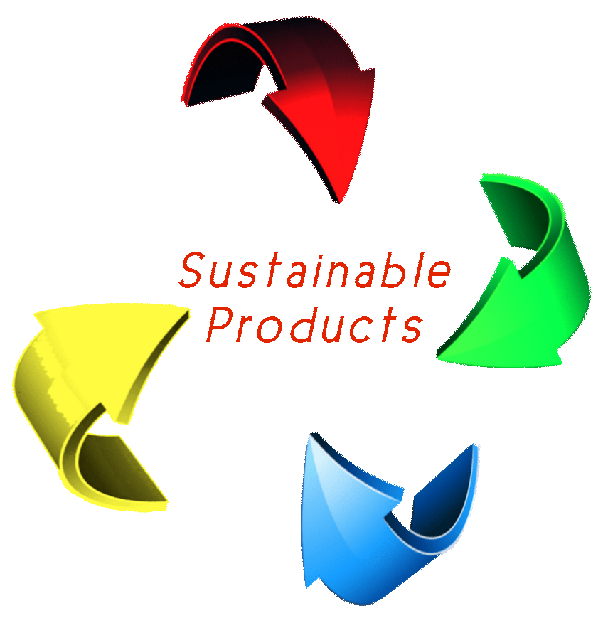 Sustainable Products title and Red arrows
